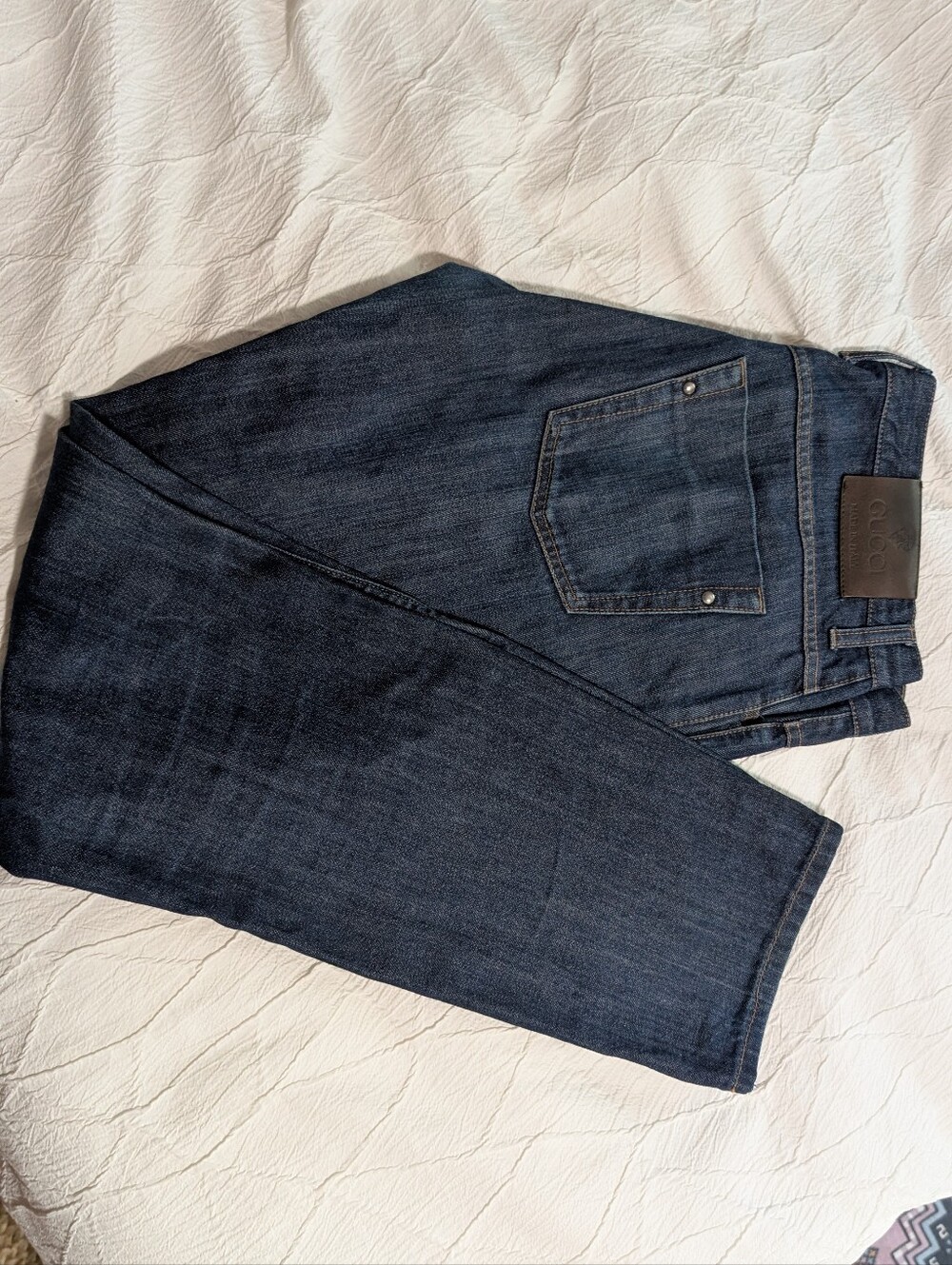 Gucci Men’s Dark Blue Italian Designer Jeans – Size 48 (US 32W) – Button Fly